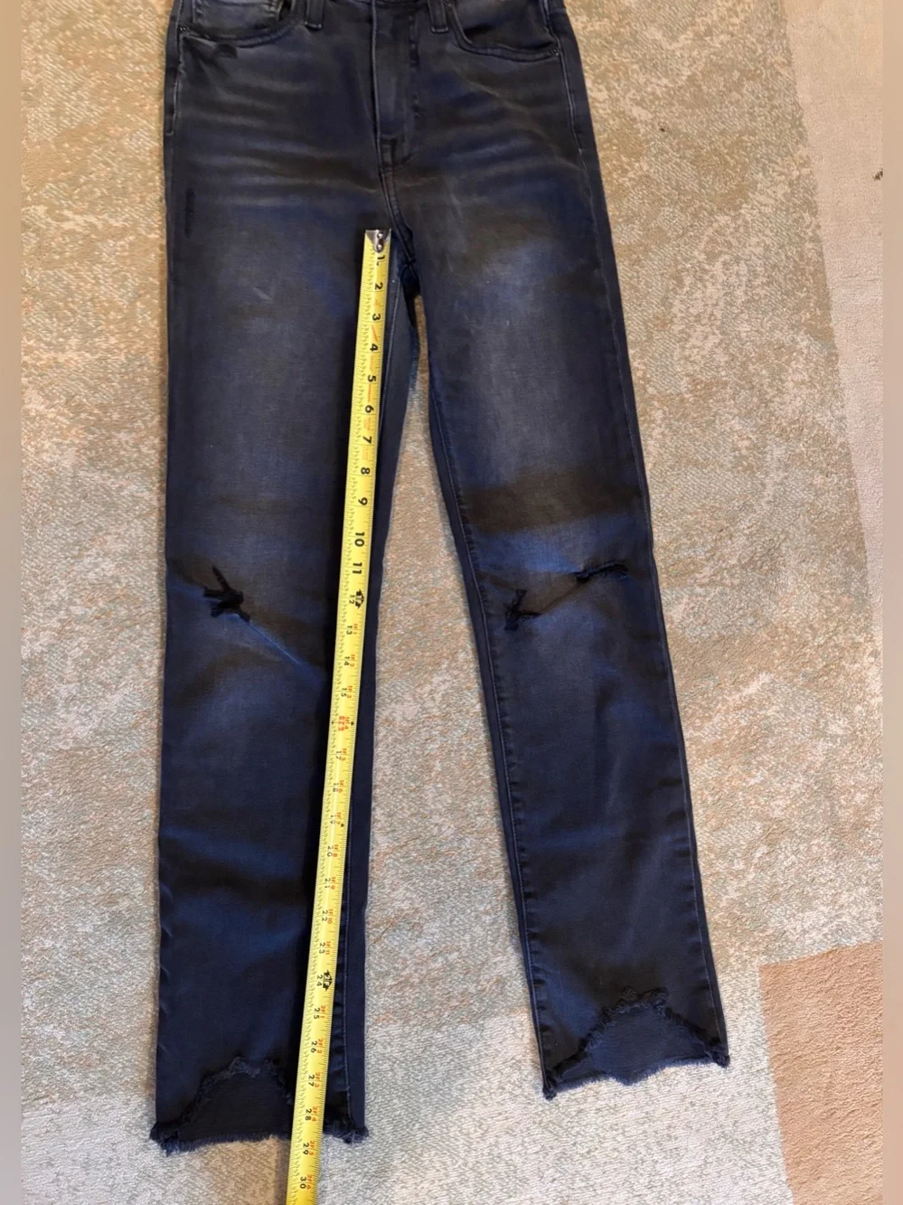 Jonathan Simkhai Standard Jeans Women’s 25 Black Distressed Raw Hem High Rise